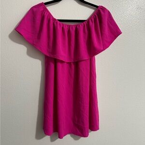 Show Me You Mumu women’s hot pink mini dress off the shoulder size‎ large ruffle